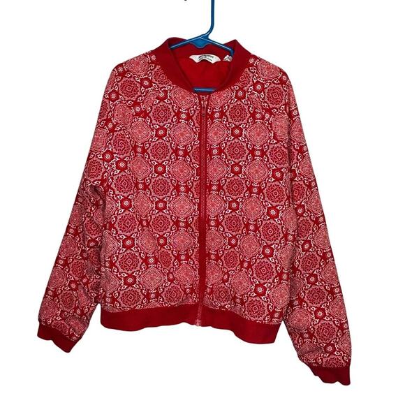 Janie and Jack Kid's Juno Valentine Red & White Bandana Bomber Jacket Size 10 - Picture 1 of 10